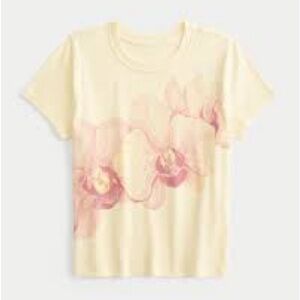 Hollister baby tee yellow and Pink Floral Top